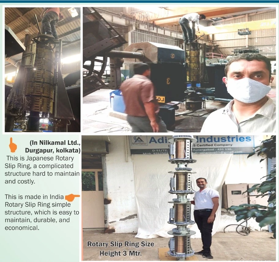 Rotary slip ring with 3 meter height